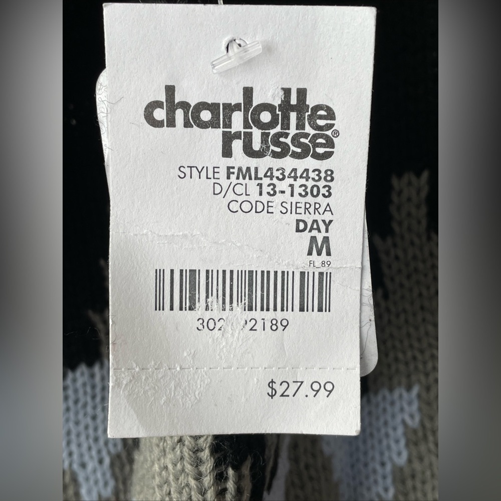 New Charlotte Russe M Black Open Cardigan Geometric Midi Sweater Librariancore‎ - Picture 10 of 15